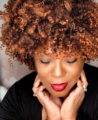 Honey blonde mix kinky curly wig